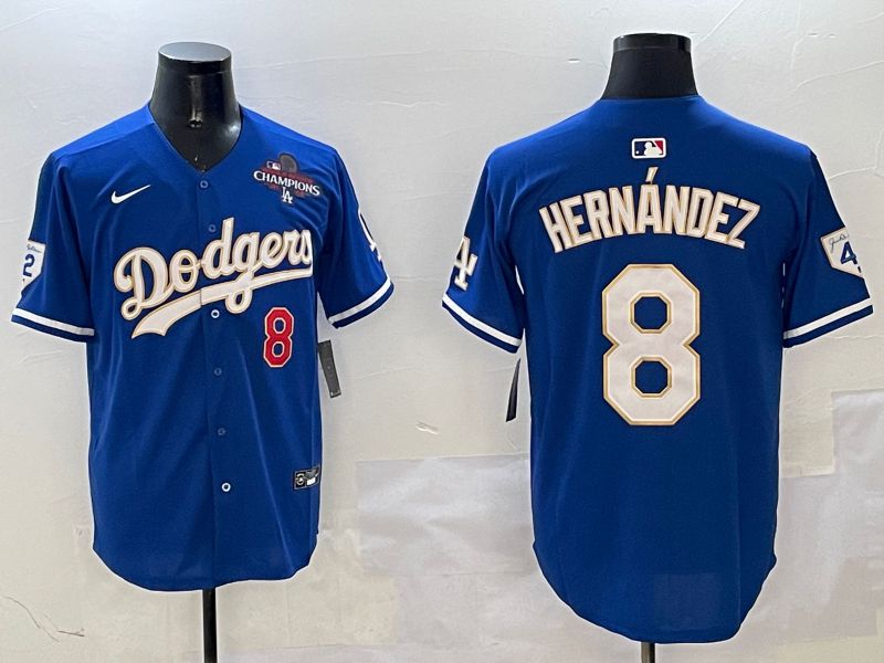 Men Los Angeles Dodgers #8 Hernandez Blue Gold Game 2025 Nike MLB Jersey style 3131